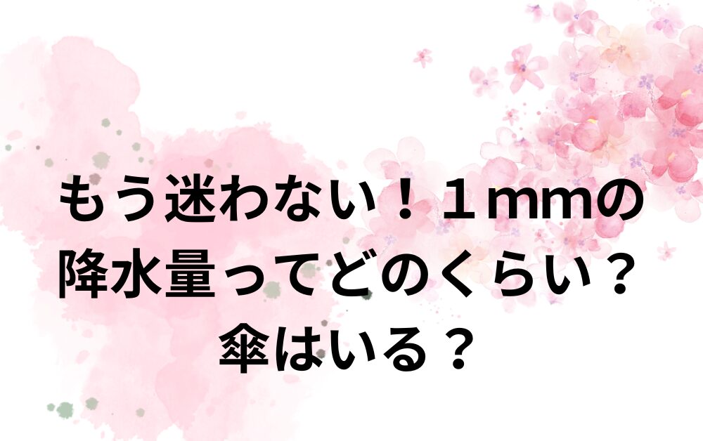 もう迷わない！１ｍｍの降水量ってどのくらい？傘はいる？